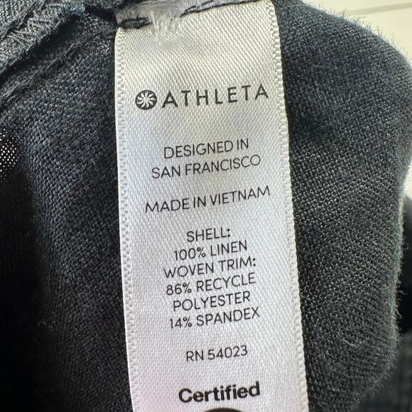 Athleta Pants Women 14 Black Cabo Linen Wide Leg Relaxed Casual Vacation Neutral - Picture 5 of 12